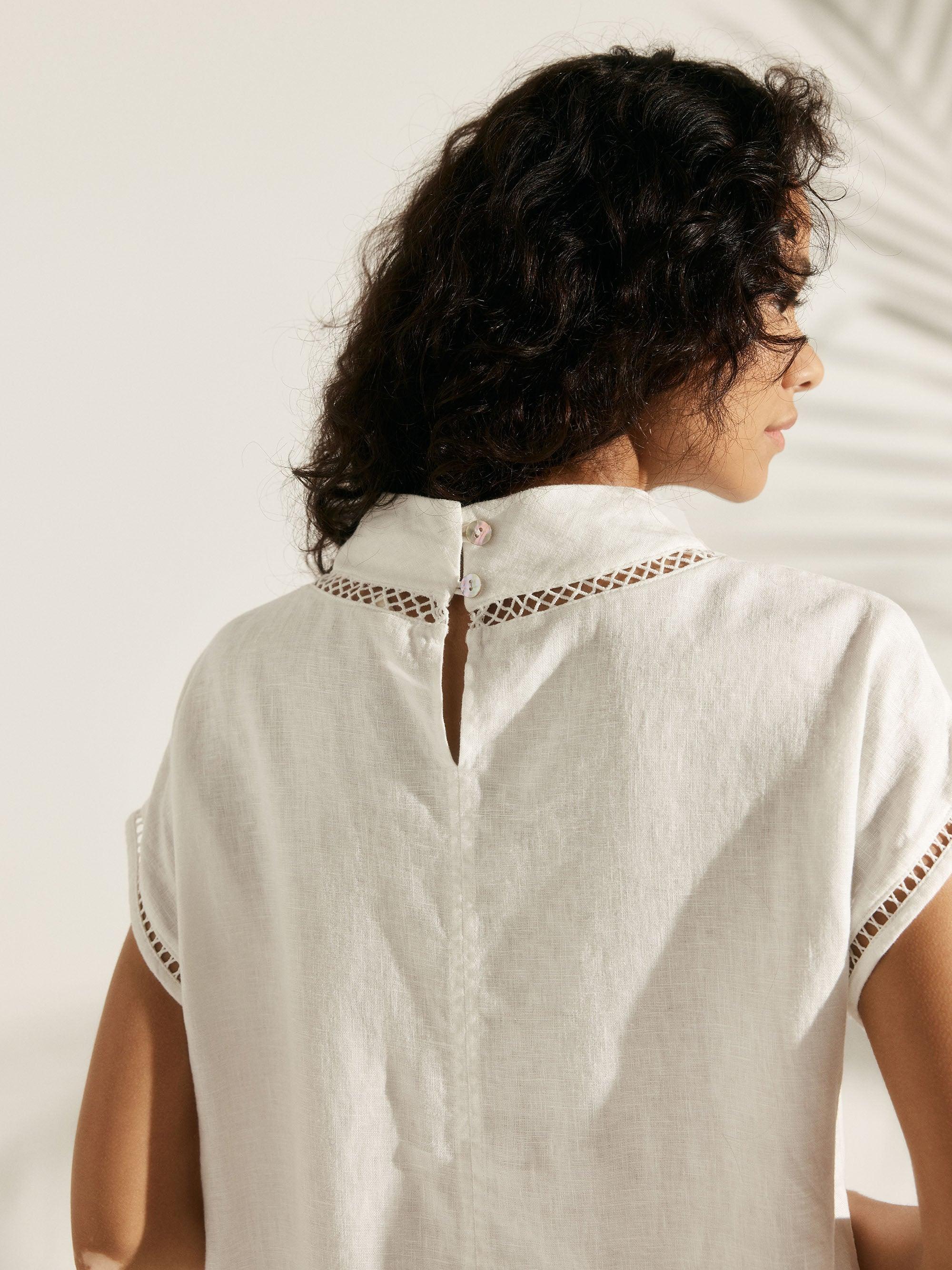 100% Linen Cutout Turtleneck Mini Dress ZAHRA