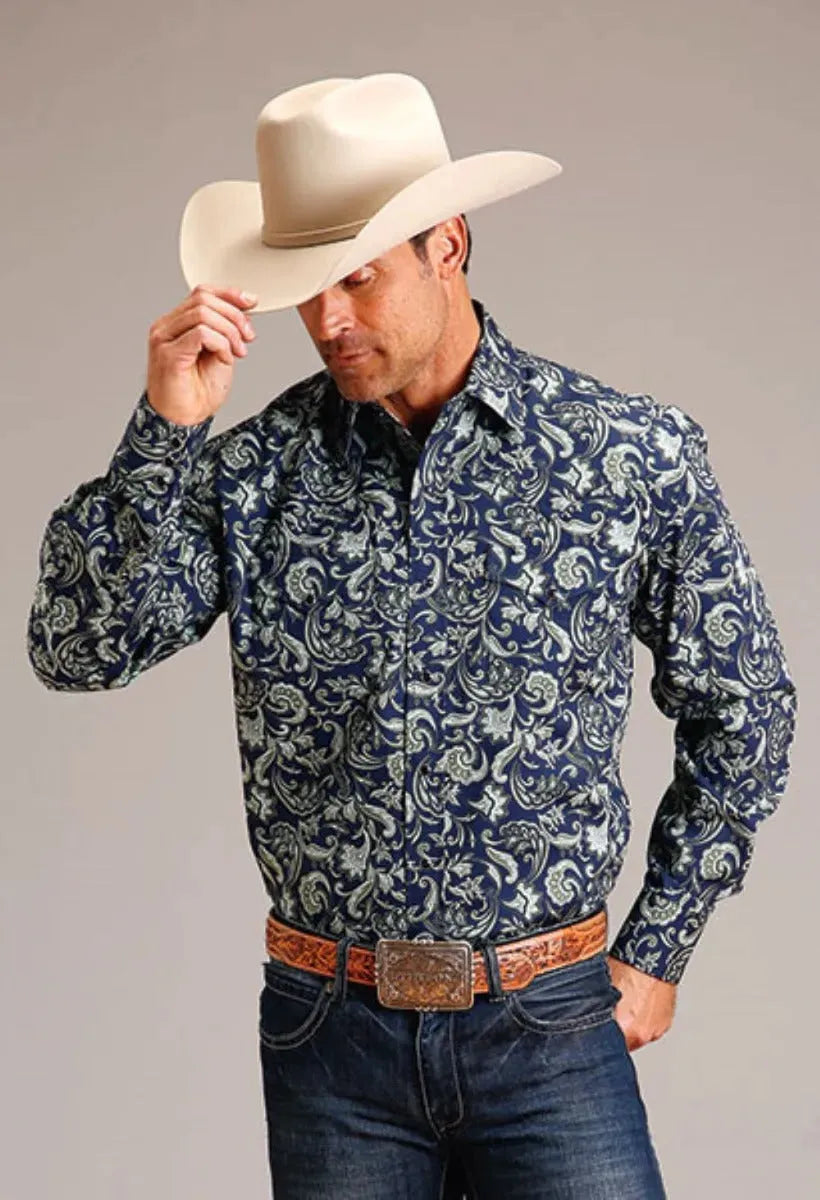 Stetson Midnight Paisley (Blue) - Men's Western Shirt