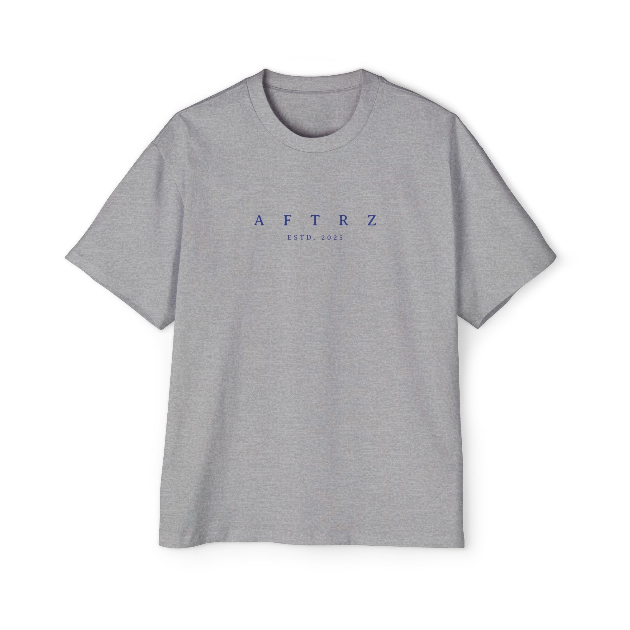 Aftrz Classics Heavy Oversized Short Sleeve T-Shirt - Grey with Blue Logo
