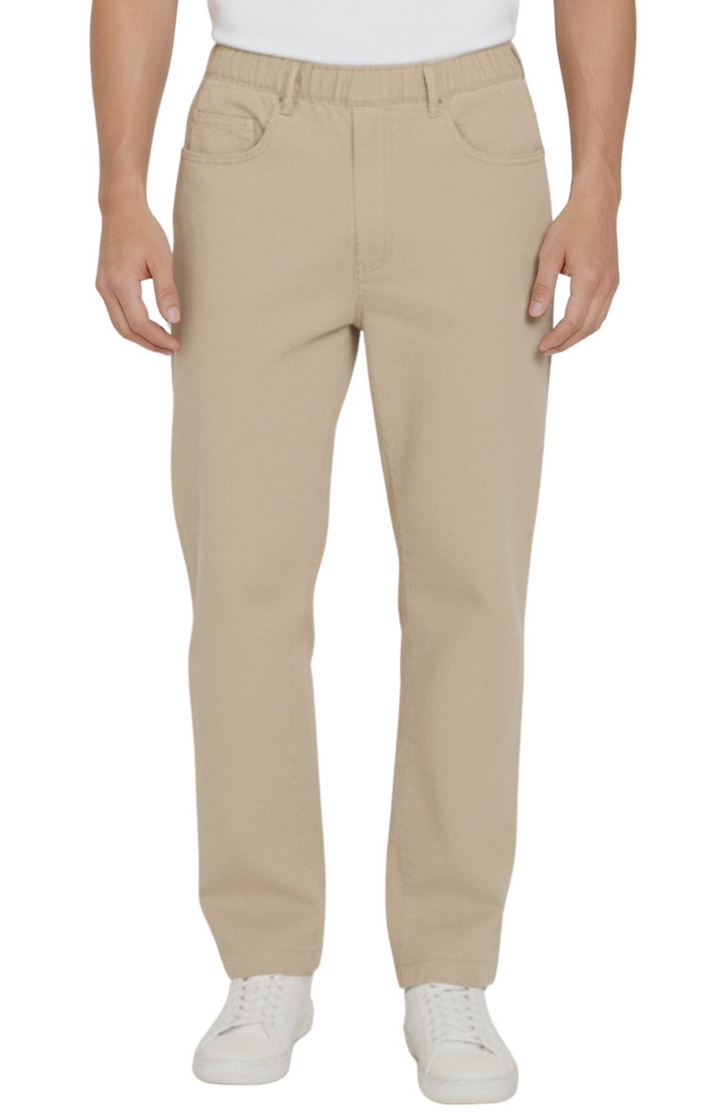 Men’s Lightweight Casual Elastic Waist Pull-On Jeans – Denim & Twill Pants with Easy Fit