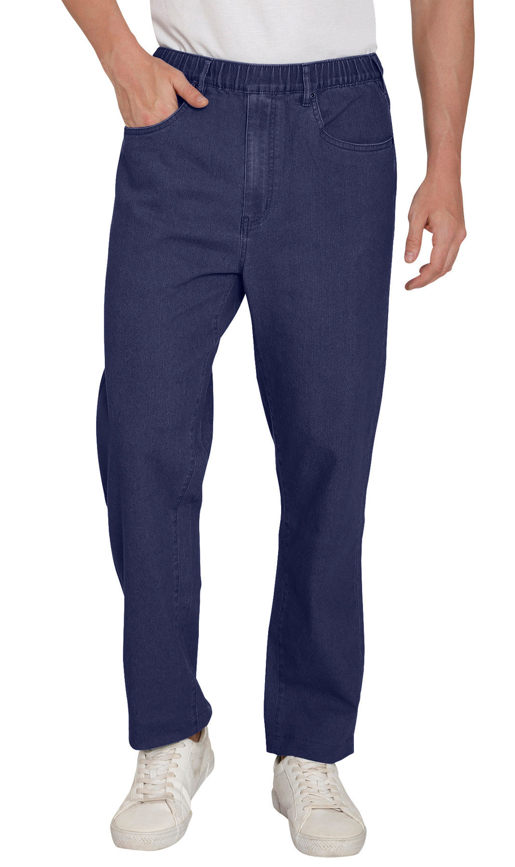 Men’s Lightweight Casual Elastic Waist Pull-On Jeans – Denim & Twill Pants with Easy Fit