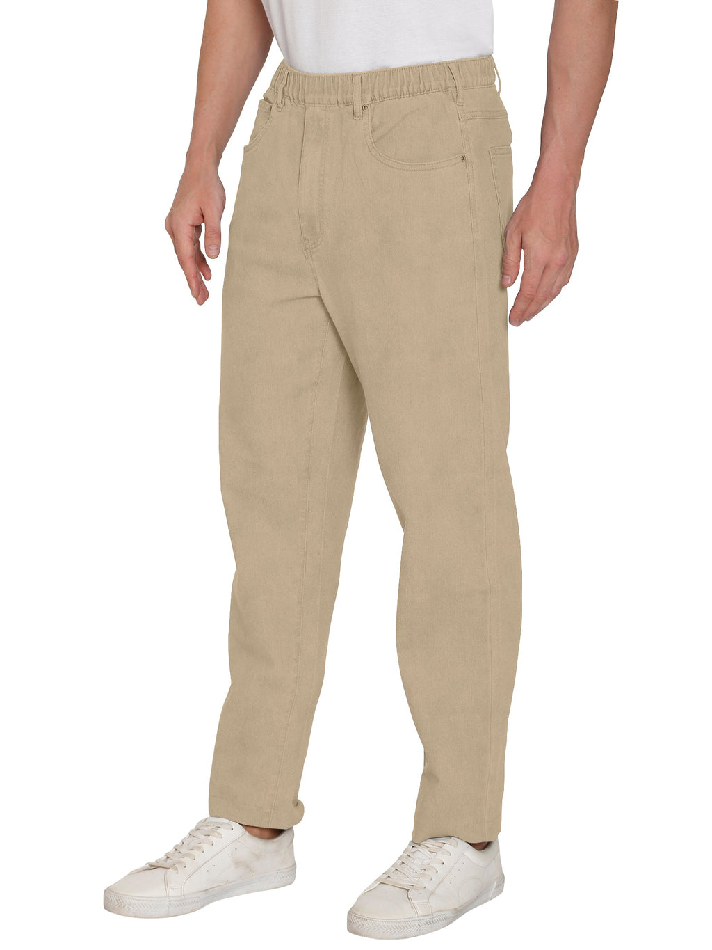 Men’s Lightweight Casual Elastic Waist Pull-On Jeans – Denim & Twill Pants with Easy Fit