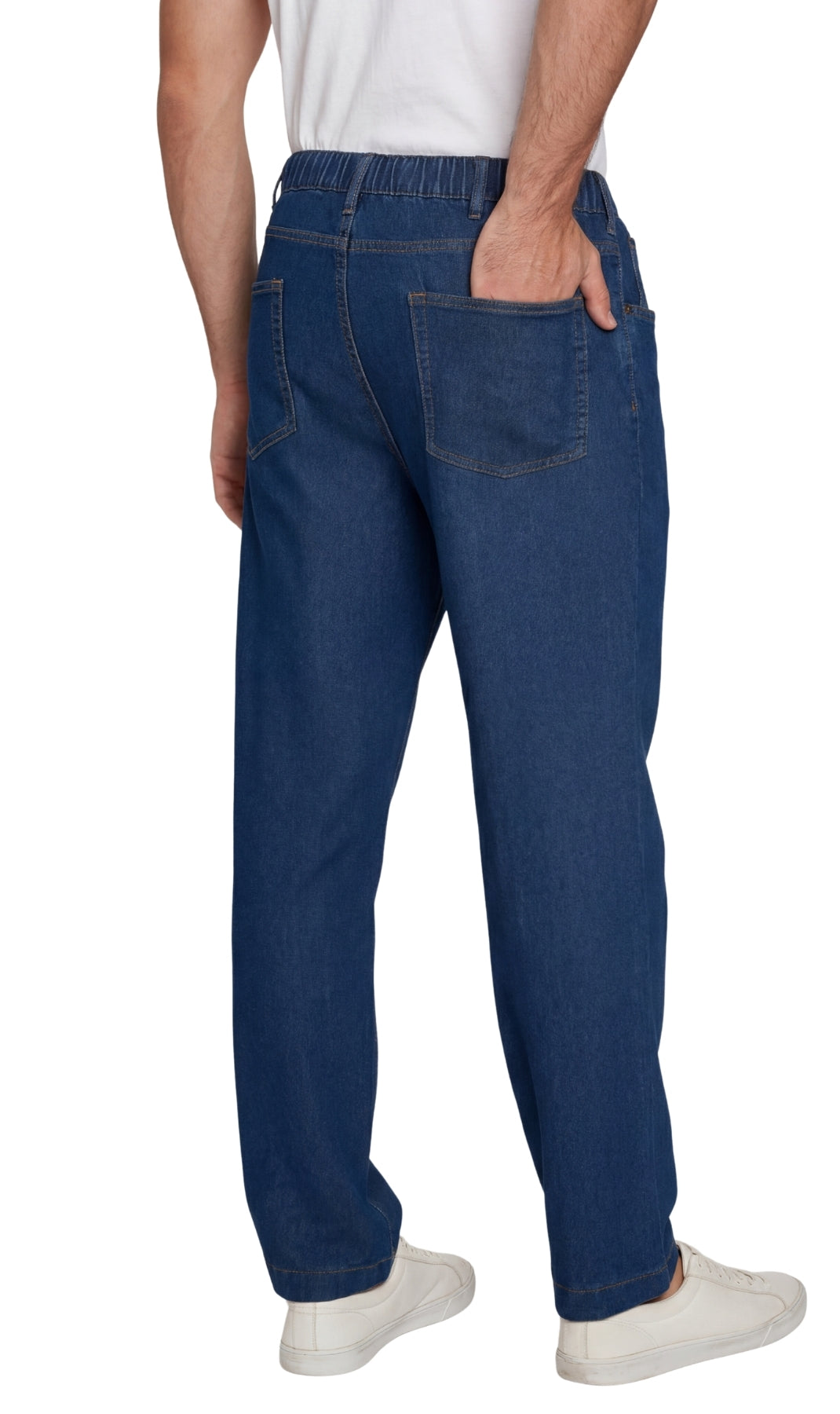 Men’s Lightweight Casual Elastic Waist Pull-On Jeans – Denim & Twill Pants with Easy Fit