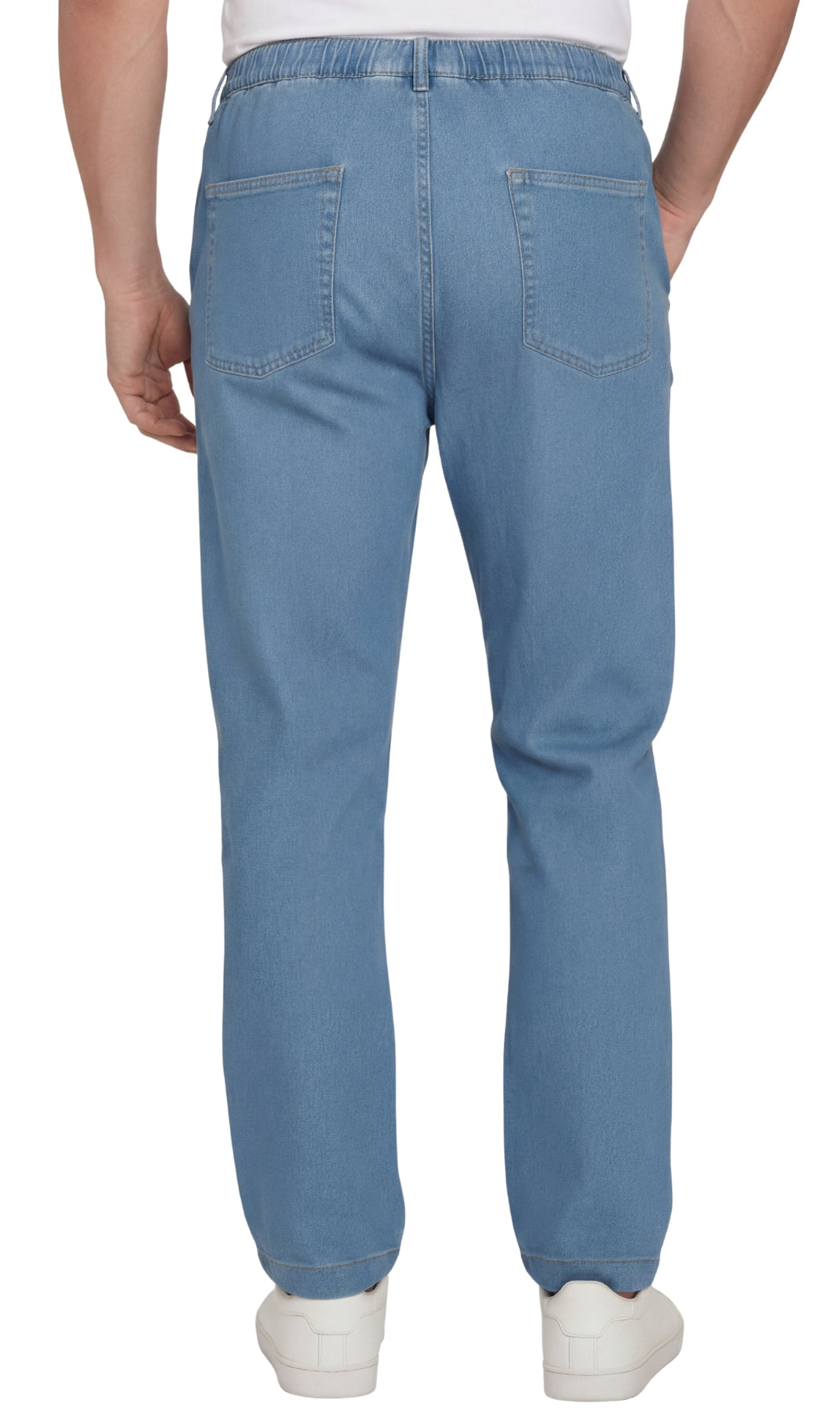 Men’s Lightweight Casual Elastic Waist Pull-On Jeans – Denim & Twill Pants with Easy Fit