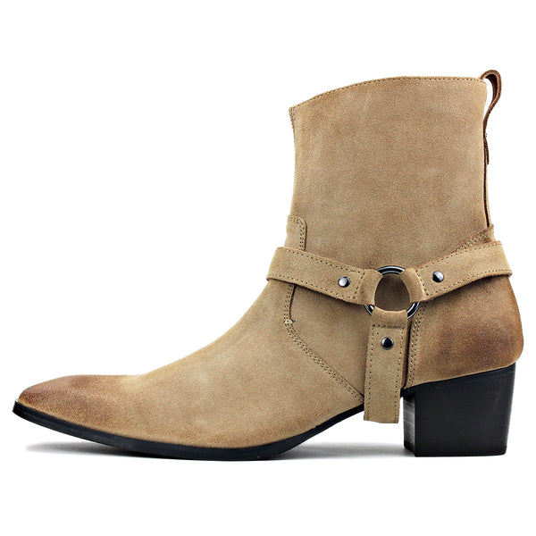 Suede High Heel Chelsea Boots