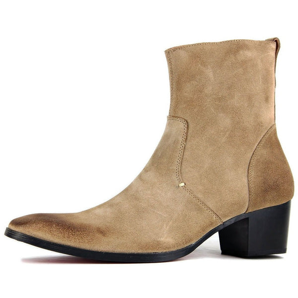 Suede High Heel Chelsea Boots